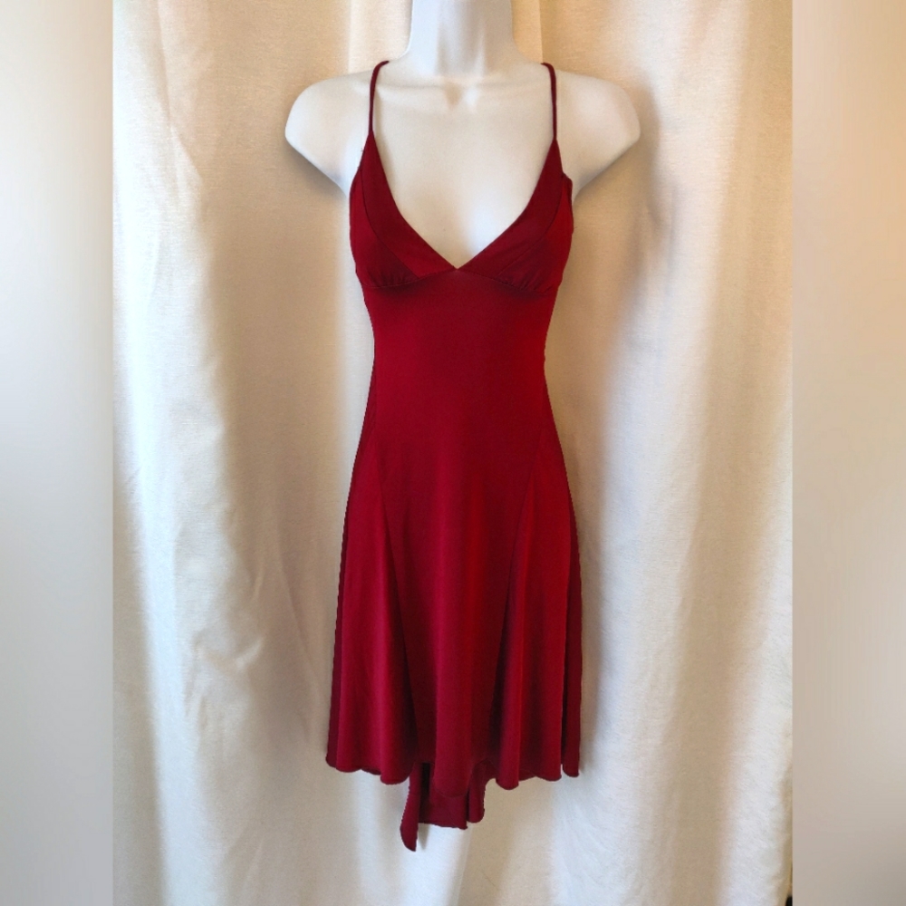 Sexy red corset back low cut dress